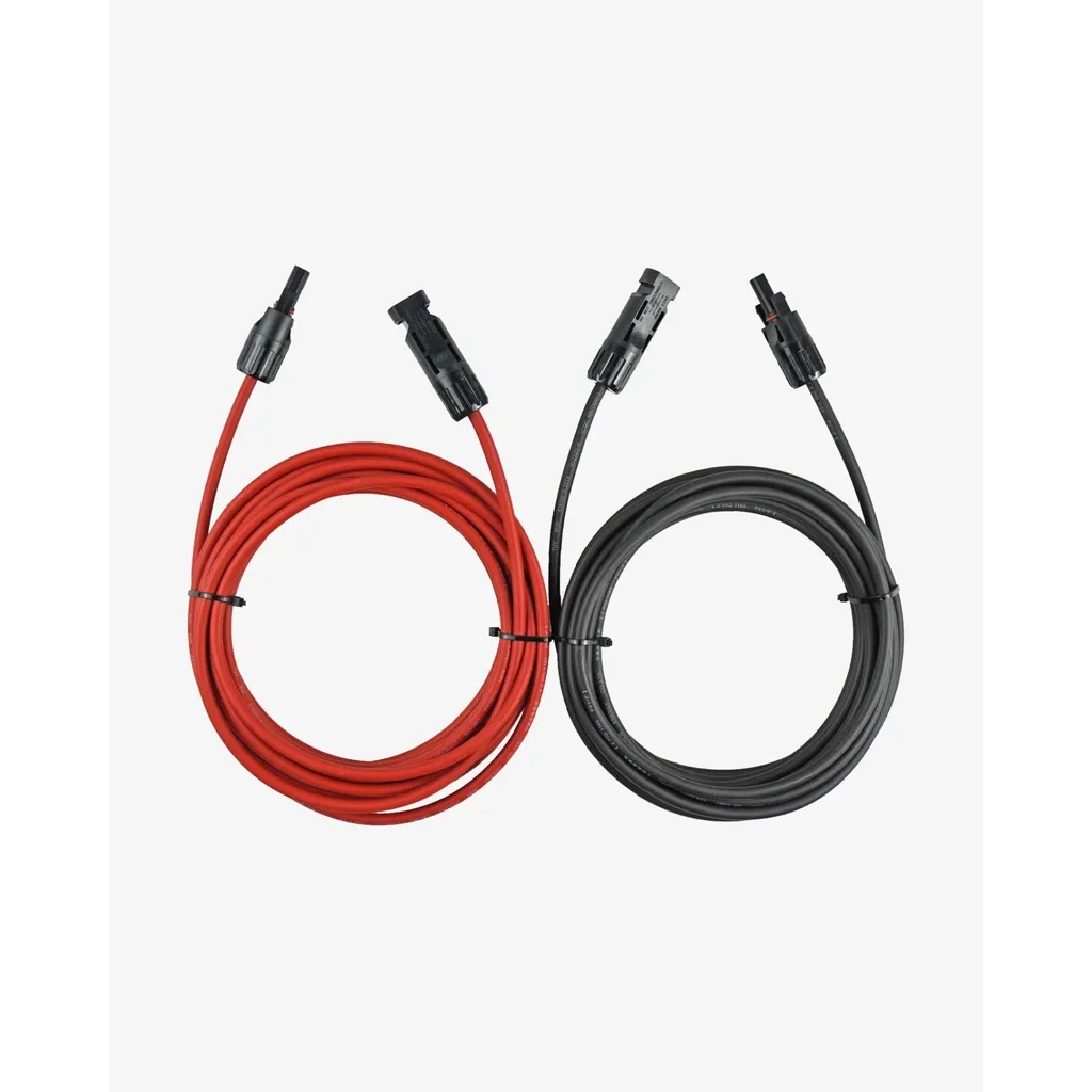 One Pair (Black & Red) | 20 ft. MC4 PV Cable | 2 End Connector